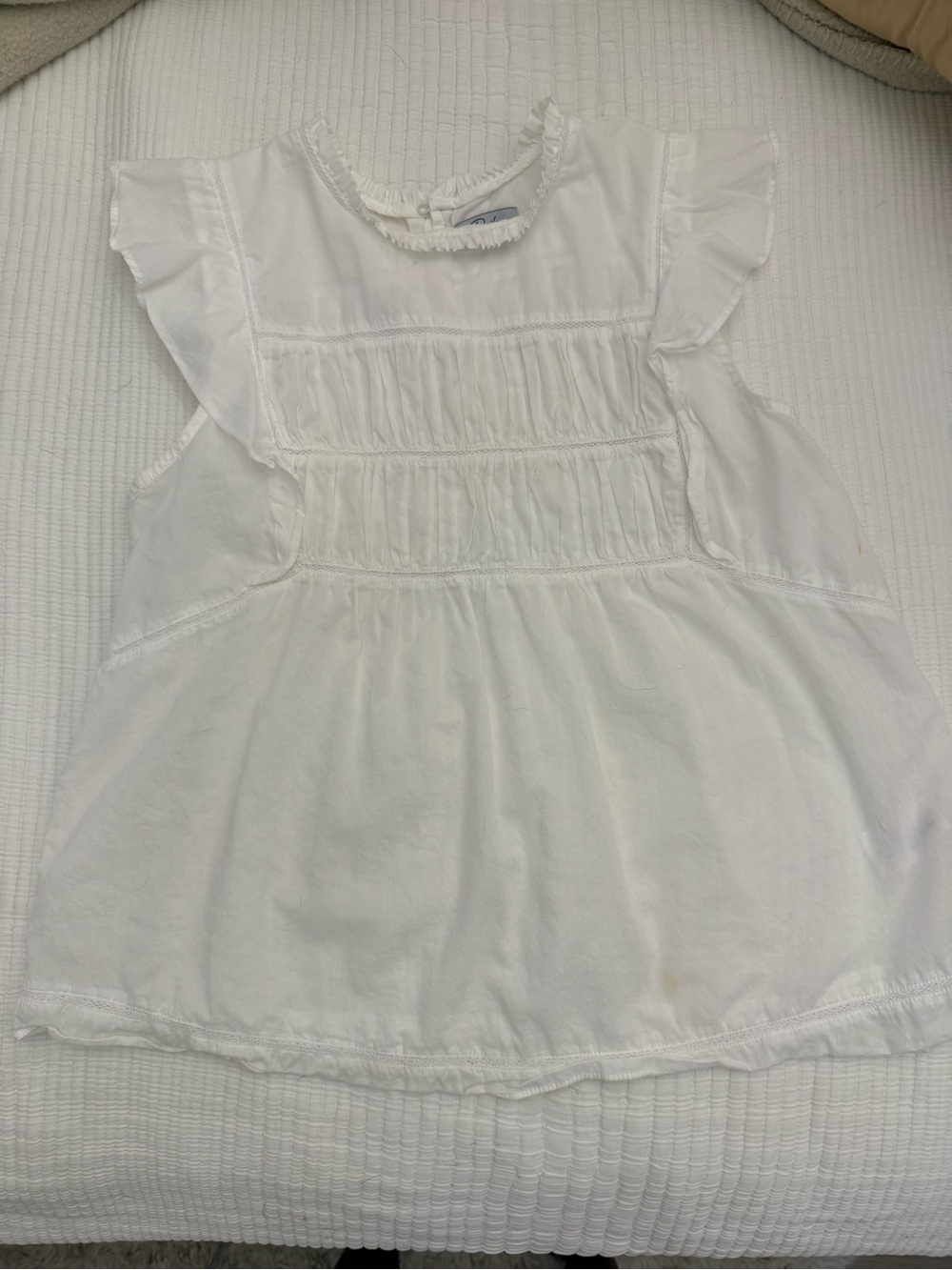 Rails white cotton Ruffled Flutter Sleeve Top